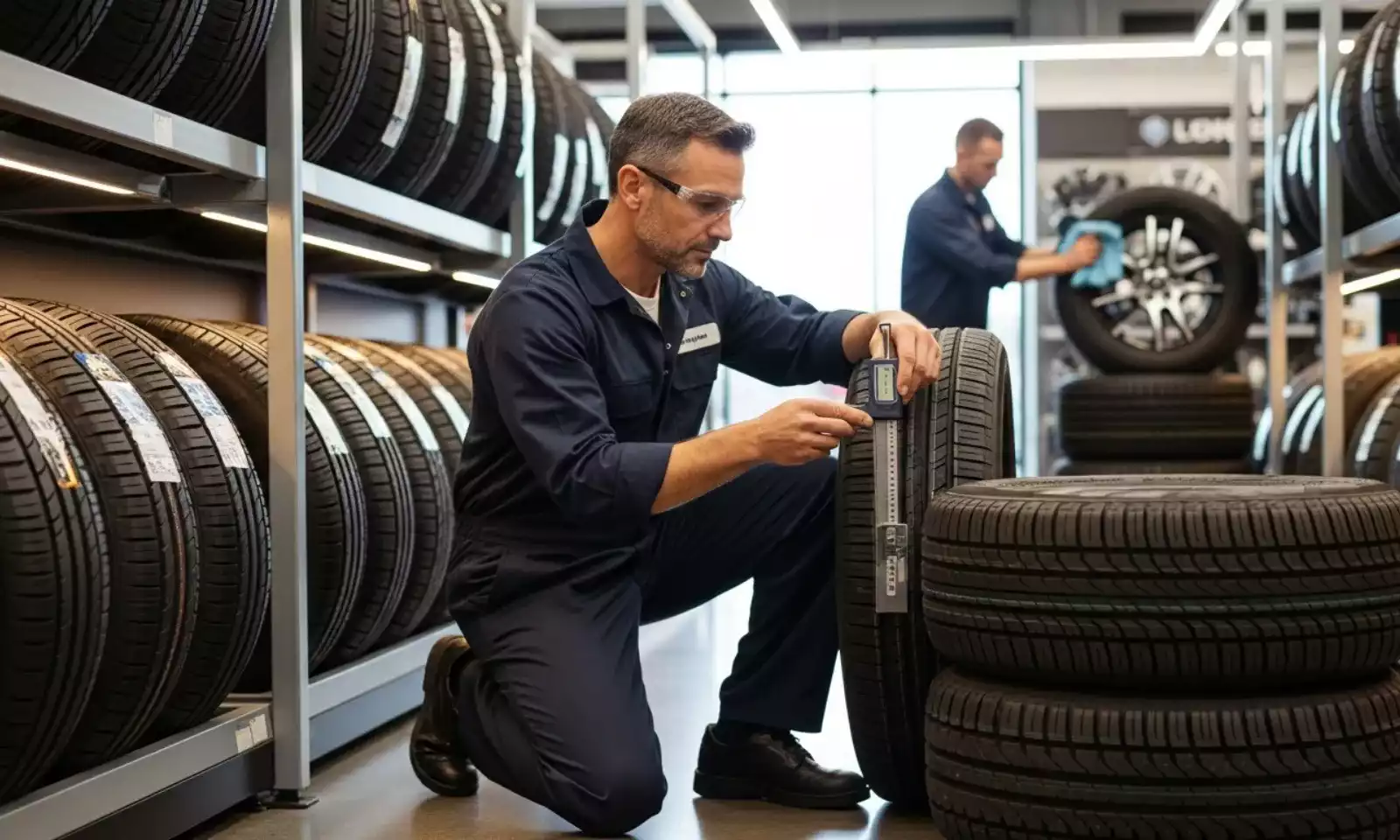 Exemplo de desgaste regular em pneus de veículos executivos